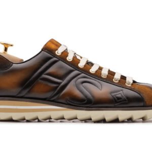 Handbemalte braune Ledersneaker